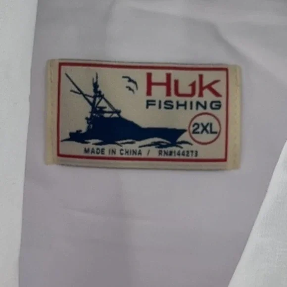 HUK Kona Fishing Hook Performance Shirt Men 2XL White SS Button Up NEW *FLAW - Picture 5 of 13